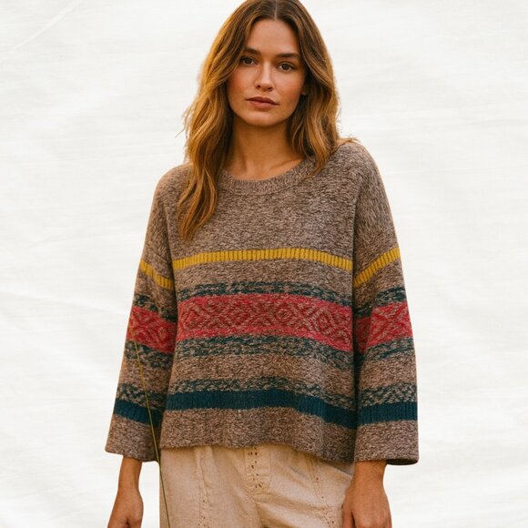 Studio by JPR | Fair Isle Sweater | Taupe Multicolor | Women’s L Cozy Fall Knit - Picture 1 of 11